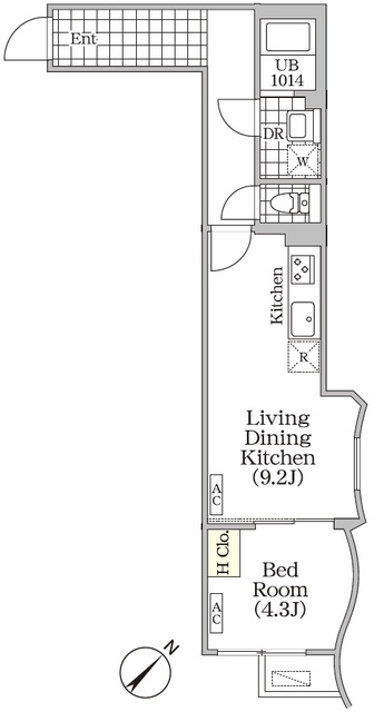 ＢＲＩＣＫ　ＲＥＳＩＤＥＮＣＥ　目黒本町 504号室の間取り図